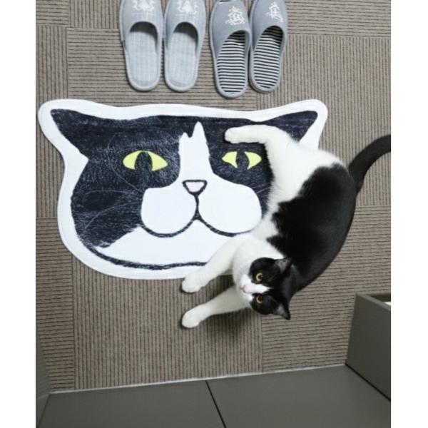 ラグ ラグマット ハチワレ猫のダイカットラグマット