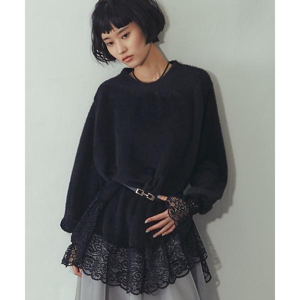 tシャツ レース切り替えトップス レディース