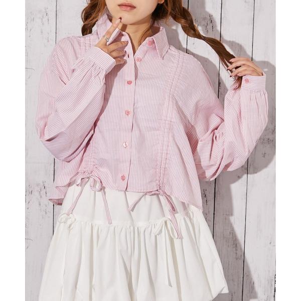 ブラウス シャツ 「ダブルドロスト・ストライプ」シャツ／フェミニン×Y2K／春夏／全3色 レディース