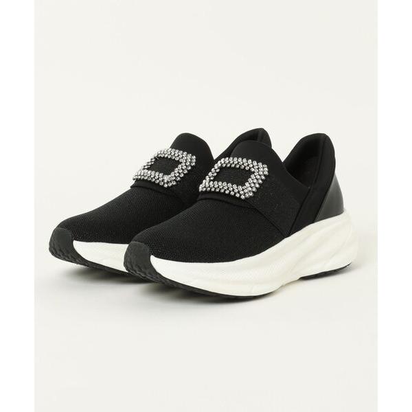 スニーカー 厚底ビジューバックルスリッポンスニーカー レディース