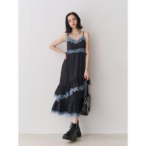 ワンピース レースドッキングフリルキャミワンピース