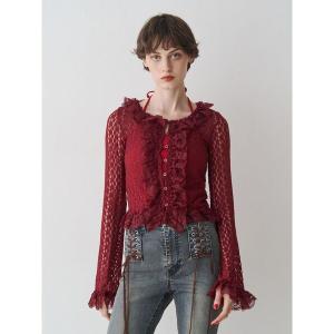 ブラウス シャツ レースフリルトップス レディース