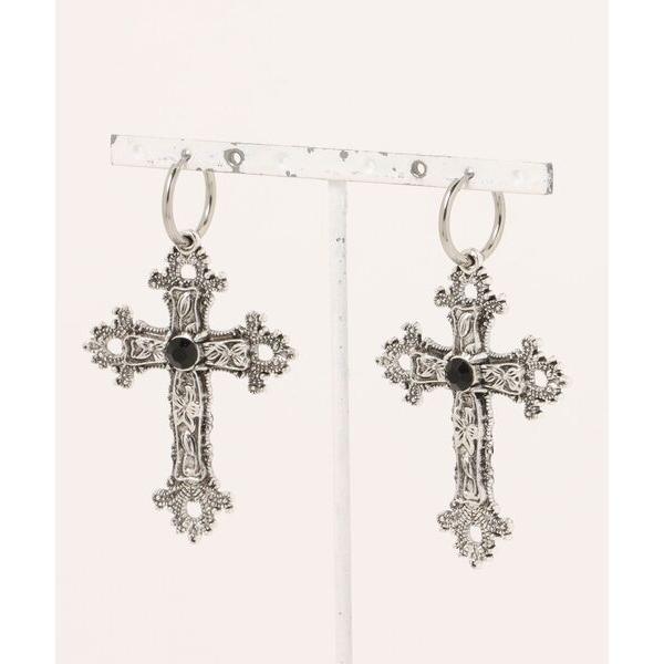 ピアス 「Cr+ov（クローヴ）」ゴシック クロス　フープピアス cro-pierce-17-4 メ...