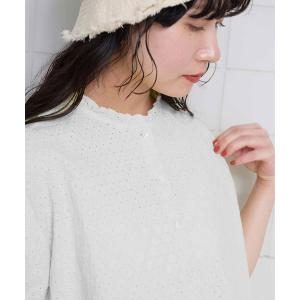 ブラウス シャツ カットワークレース　いろいろボタンブラウス レディース