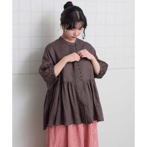 ブラウス シャツ _麻のころころボタンBL レディース