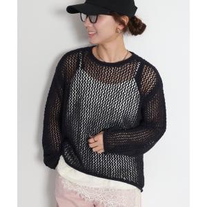 ニット セーター テープヤーンシアーメッシュニットプルオーバー レディース
