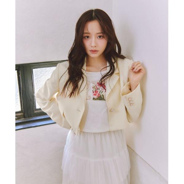 ジャケット テーラードジャケット 「森香澄さん着用」パール付きシングルショートテーラードジャケット ...