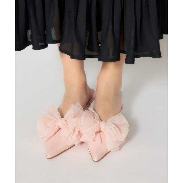 サンダル Bigリボンチュールミュール 春服 レディース