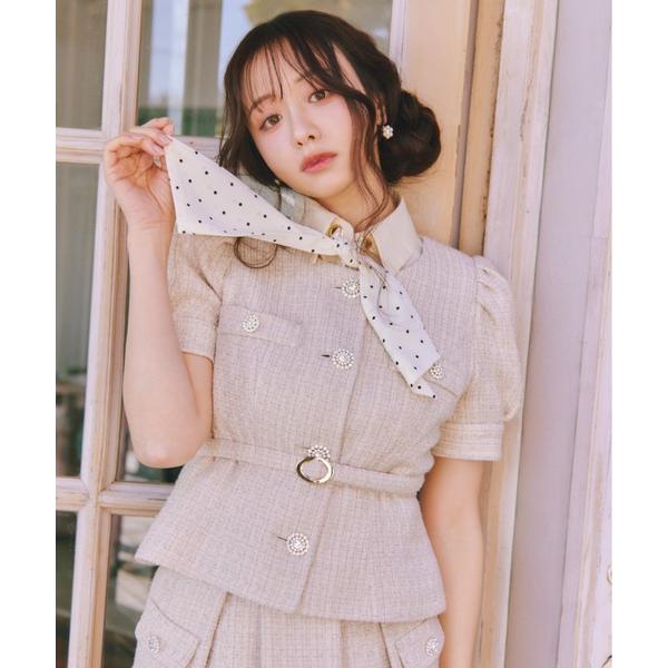 ジャケット ノーカラージャケット 入学式 「森香澄さん着用」ノーカラーツイードペプラムジャケット 春...