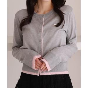 カーディガン 「ＯＮかわ」配色レイヤードニットカーディガン レディース