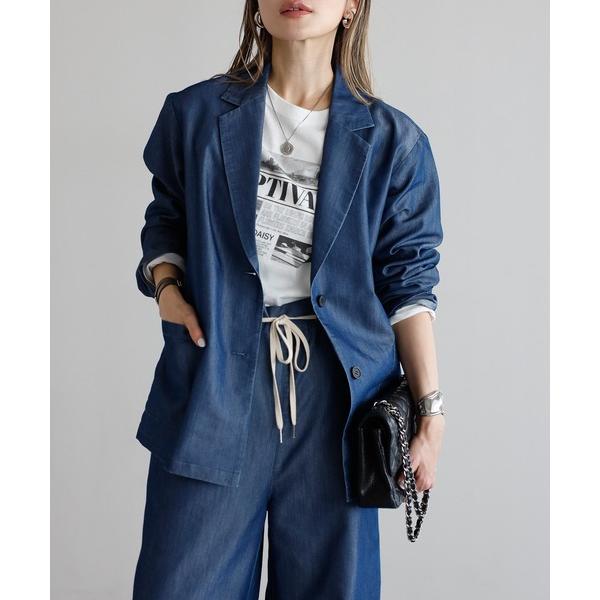ジャケット テーラードジャケット シアーデニムジャケット レディース