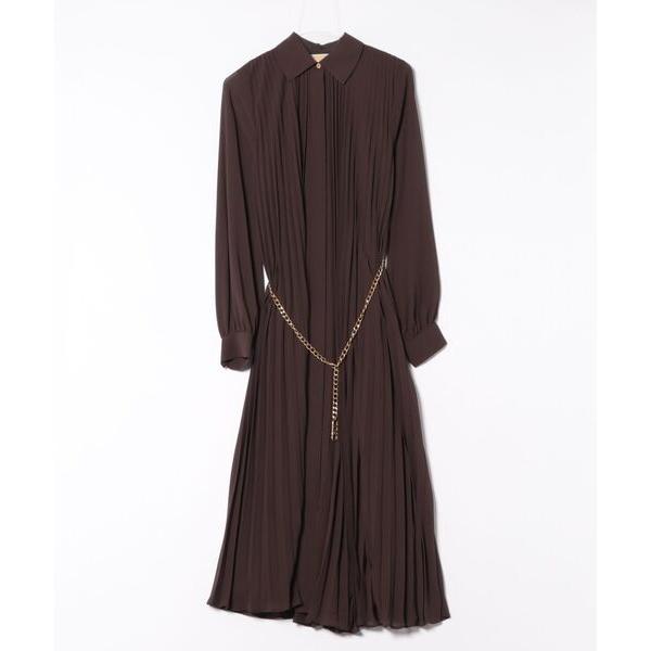 シャツワンピース プリーツ ジョーゼット シャツドレス