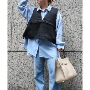 ベスト ジレ 「CYAN TOKYO」バックオーバートリムツイードベスト レディース