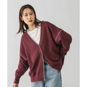 「GLOBAL WORK」 ニットカーディガン - ワインレッド レディース