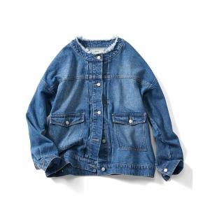 「Live in comfort」 デニムジャケット LARGE ブルー レディース