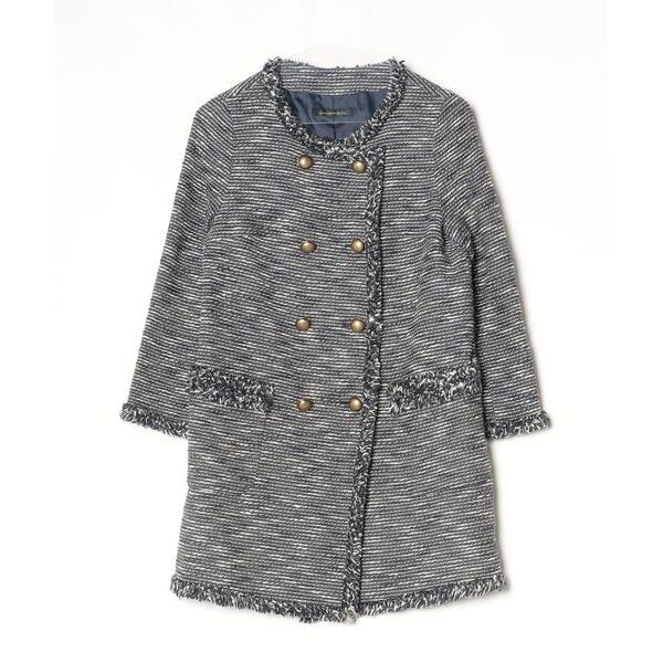 「green label relaxing」 ノーカラーコート 38 ネイビー レディース