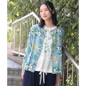 tシャツ フロラフロートプリント裏毛ドットボタンカーディガン レディース