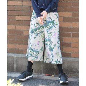 パンツ フロラフロートプリント裏毛ガウチョパンツ レディース