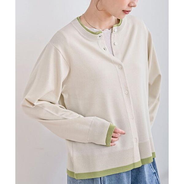 カーディガン 配色レイヤード風ニットカーディガン レディース