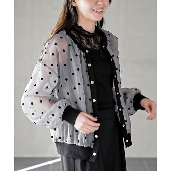 カーディガン フロッキードットシアーカーディガン レディース