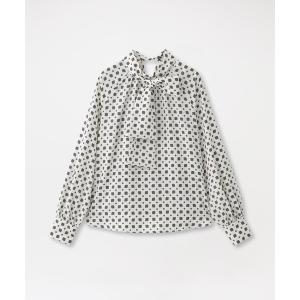 ブラウス シャツ ジオメトリックリボンブラウス レディース