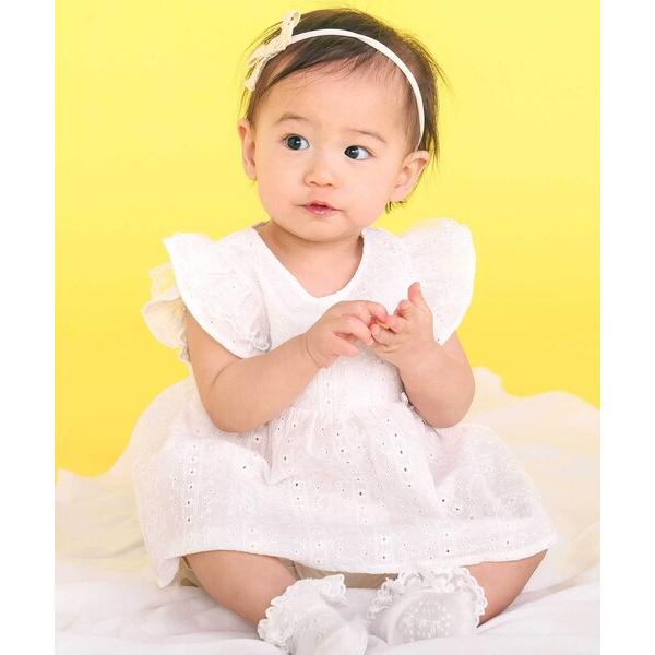 ベビー 肩フリルワンピース＋ブルマ付きセットアップベビー(70~80cm)
