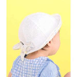 ベビー 日よけ＆レース付き帽子ベビー(46~48cm)