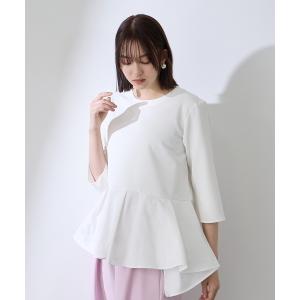 ブラウス シャツ ダブルクロスストレッチペプラムブラウス「洗濯機で洗える」 レディース