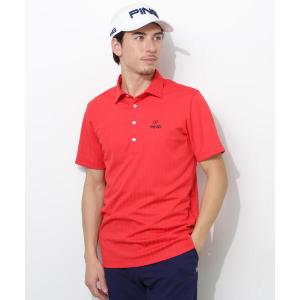 ポロシャツ 「PING APPAREL」ストライプジャカード半袖ポロシャツ メンズ