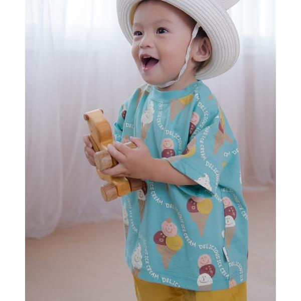 tシャツ デリシャスアイス総柄半袖Tシャツ80〜140cm キッズ 子供服 男の子 女の子