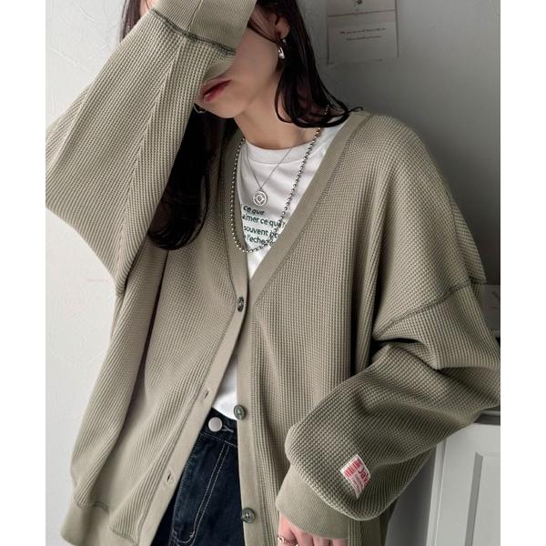 「Java」 カーディガン LARGE カーキ レディース