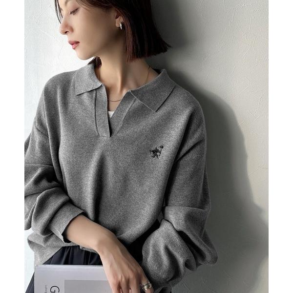 「Java」 長袖ニット MEDIUM 杢グレー レディース