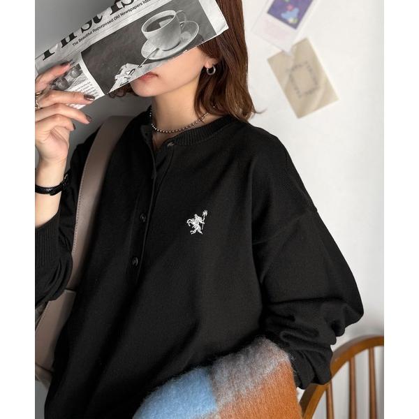 「Java」 ニットカーディガン LARGE ブラック×ホワイト レディース