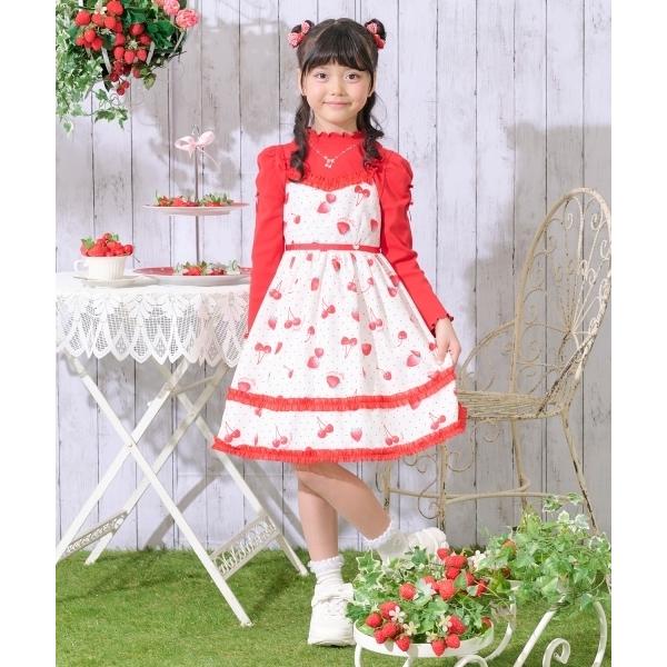 ワンピース イチゴチェリードット柄　キャミワンピース キッズ 子供服 女の子