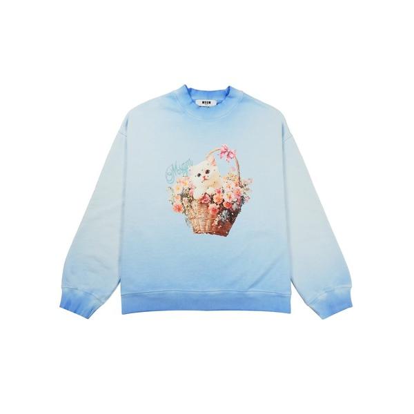 トレーナー スウェット MSGM FLOWER BASKET CAT スウェットシャツ レディース