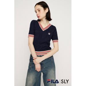 ニット セーター ケーブル FILA x SLY CABLE KNIT TOPS フィラスライケーブルニットトップス 春服 夏服 レディース