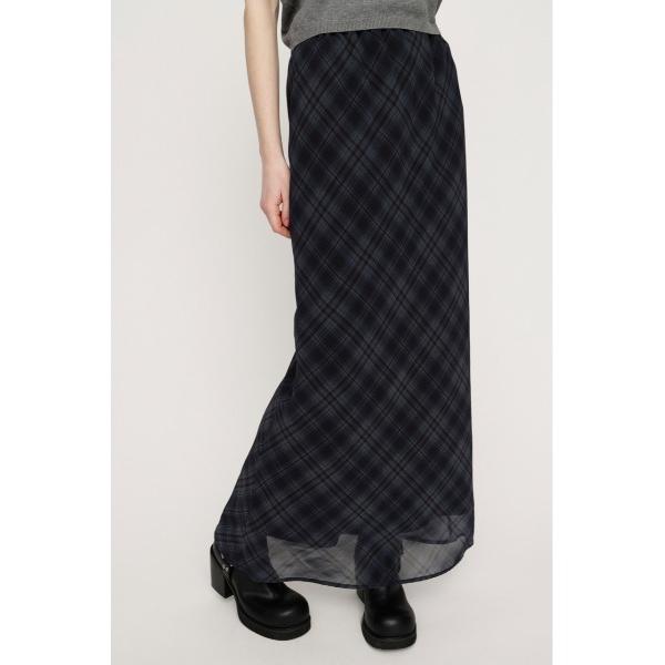 スカート SHEER CHECK SKIRT シアーチェックスカート 春服