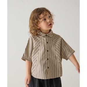 ブラウス シャツ ストライプドルマン5分袖シャツ キッズ 子供服 男の子 女の子