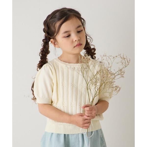 tシャツ 透かし柄半袖ニットプルオーバー キッズ 子供服 女の子