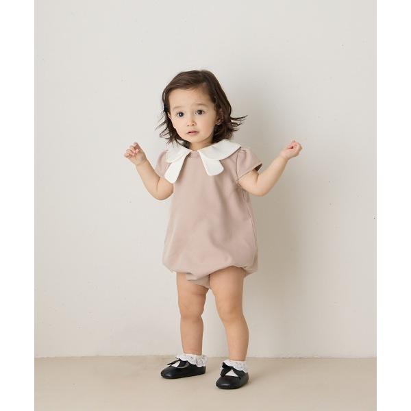 ベビー服 ロンパース 「リンクコーデ」ダブルカラーキャップスリーブベビーロンパース
