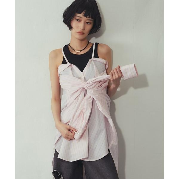 ブラウス シャツ 2WAYストライプキャミシャツ レディース