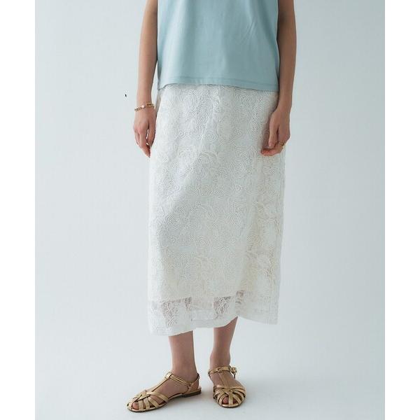 スカート 「手洗い可」レースイージーナロースカート