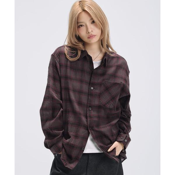 シャツ ルーズシルエットリンクルシアーチェックシャツ メンズ レディース