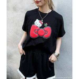 tシャツ 「m:rex」ハローキティコラボ リボンモチーフTEE レディース