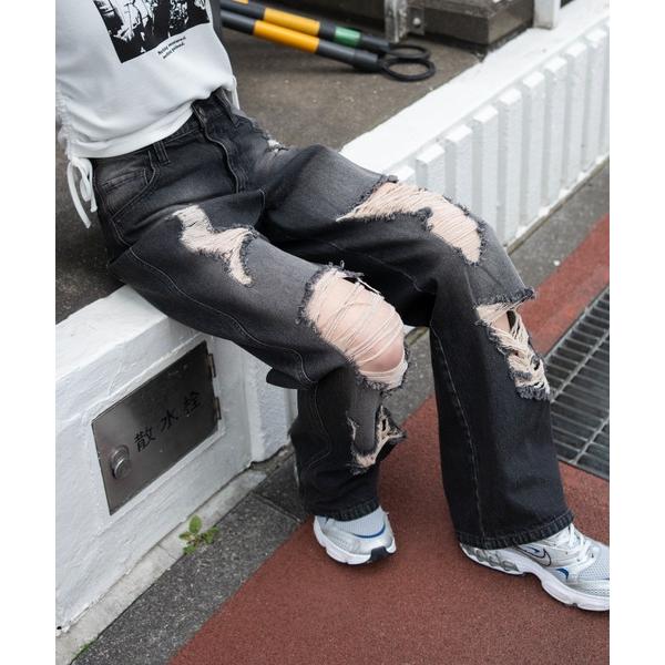 ジーンズ デニム デニムパンツ WEGO/「26年春夏新作」ダメージストレートデニムパンツ レディー...