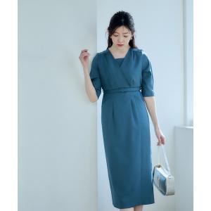 ワンピース カシュクール風ナローワンピース