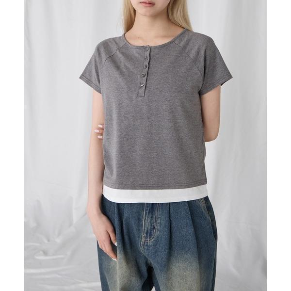ヘンリーネック tシャツ 半袖 「Unblend」フェイクレイヤード アソート ヘンリーネック ラグ...