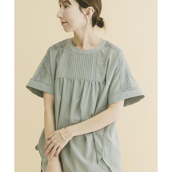 ブラウス シャツ ピンタックレースブラウス レディース