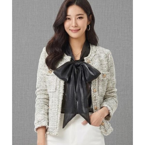 ブラウス シャツ シルキーリボンタイブラウス レディース