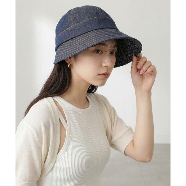 キャップ 帽子 遮光 デニム　ビッグブリムキャップ 小花 メンズ レディース